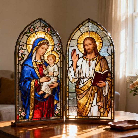 Virgin Mary & Jesus Christ - Personalized Christian Acrylic Diptych