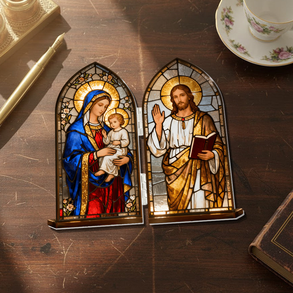 Virgin Mary & Jesus Christ - Personalized Christian Acrylic Diptych