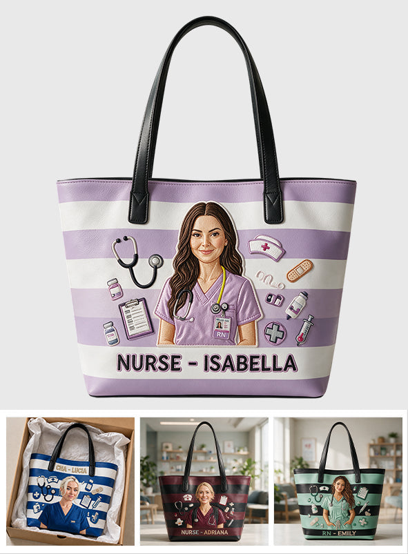 Nursing Is A Work Of Heart - Personalized Nurse Leather Bag