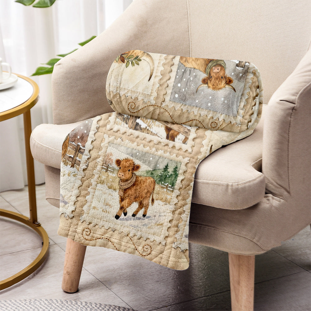 Adorable Highland Cows - Personalized Highland Cow Blanket