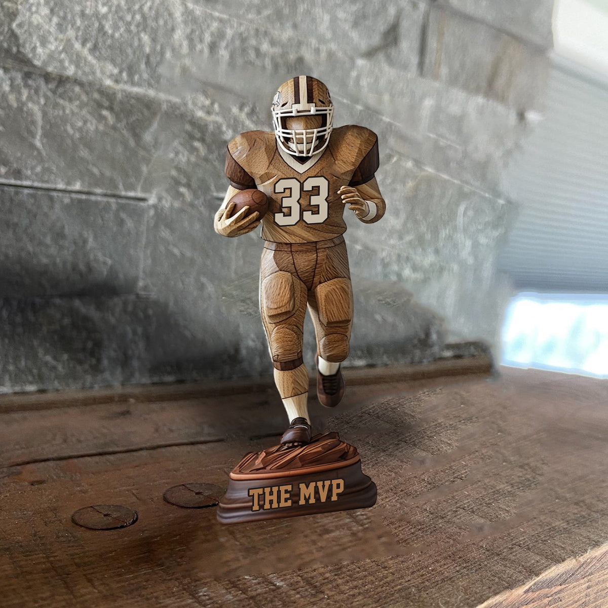 Gift For Football MVP, Gift For Football Son - Personalized Football Custom Shaped Wood Plaque