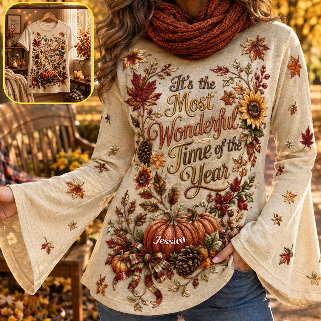It's the Most Wonderful Time of the Year - Personalized Autumn Flare Long-Sleeve Shirt