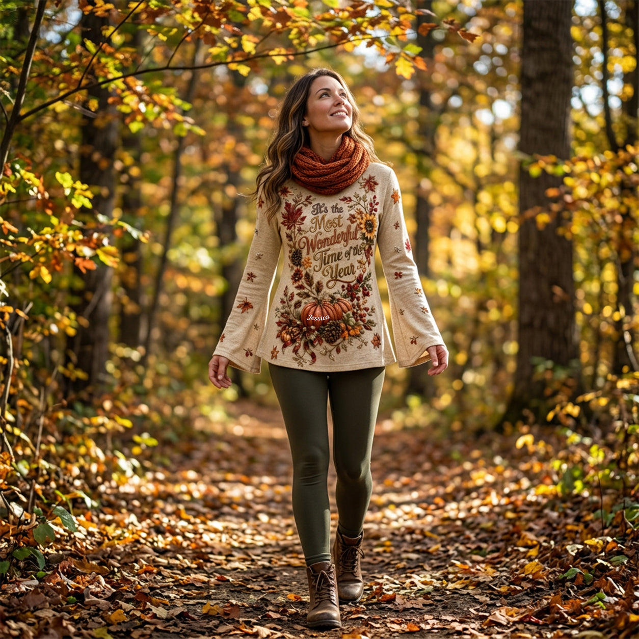 It's the Most Wonderful Time of the Year - Personalized Autumn Flare Long-Sleeve Shirt