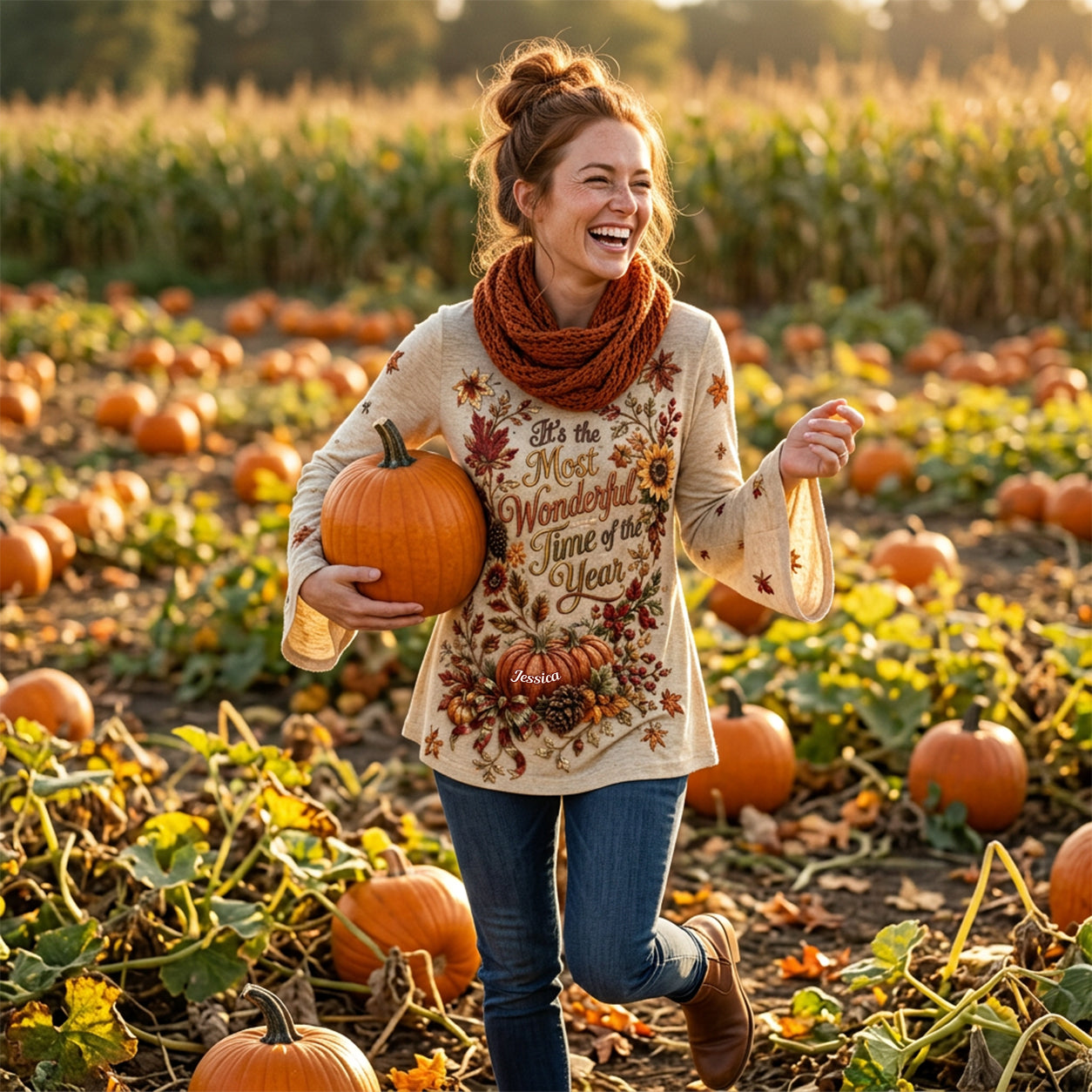It's the Most Wonderful Time of the Year - Personalized Autumn Flare Long-Sleeve Shirt