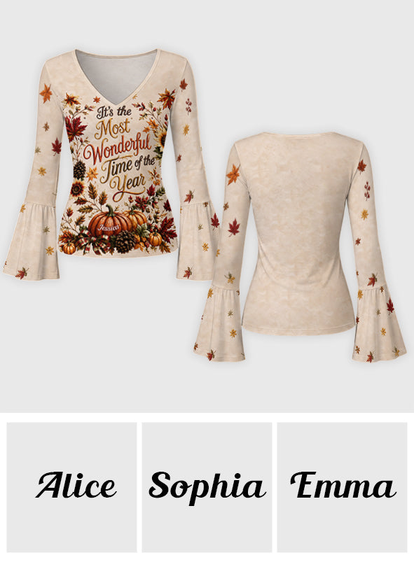 It's the Most Wonderful Time of the Year - Personalized Autumn Flare Long-Sleeve Shirt