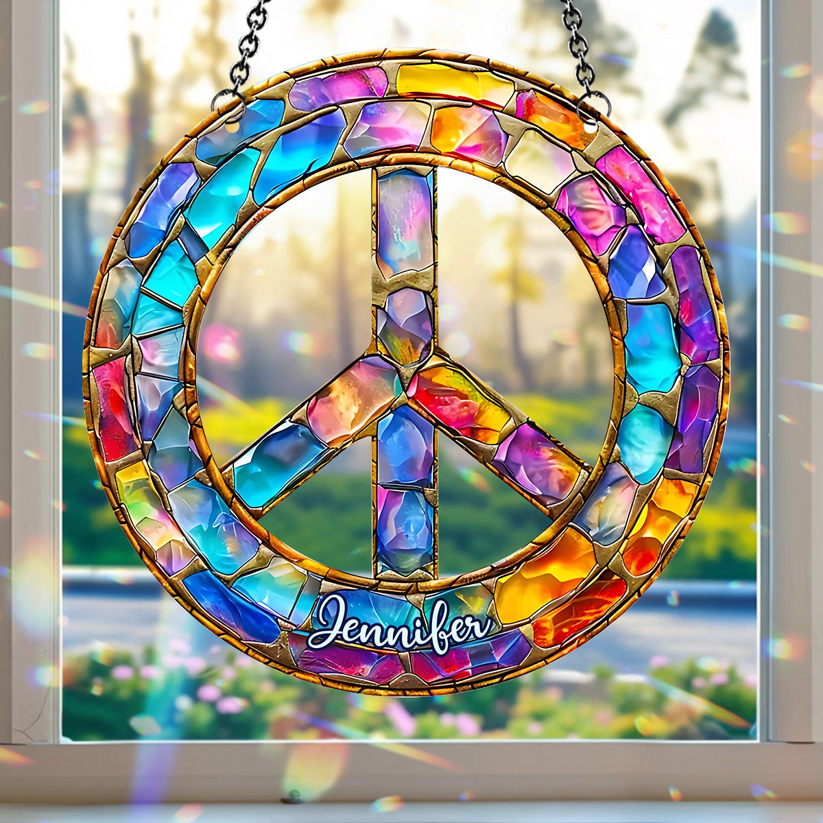 Hippy Soul - Personalized Hippie Window Hanging Suncatcher Ornament