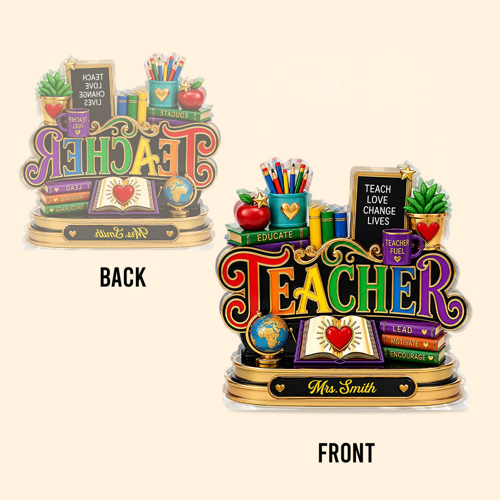 Back To School - Personalized Teacher Custom Shaped Acrylic Plaque