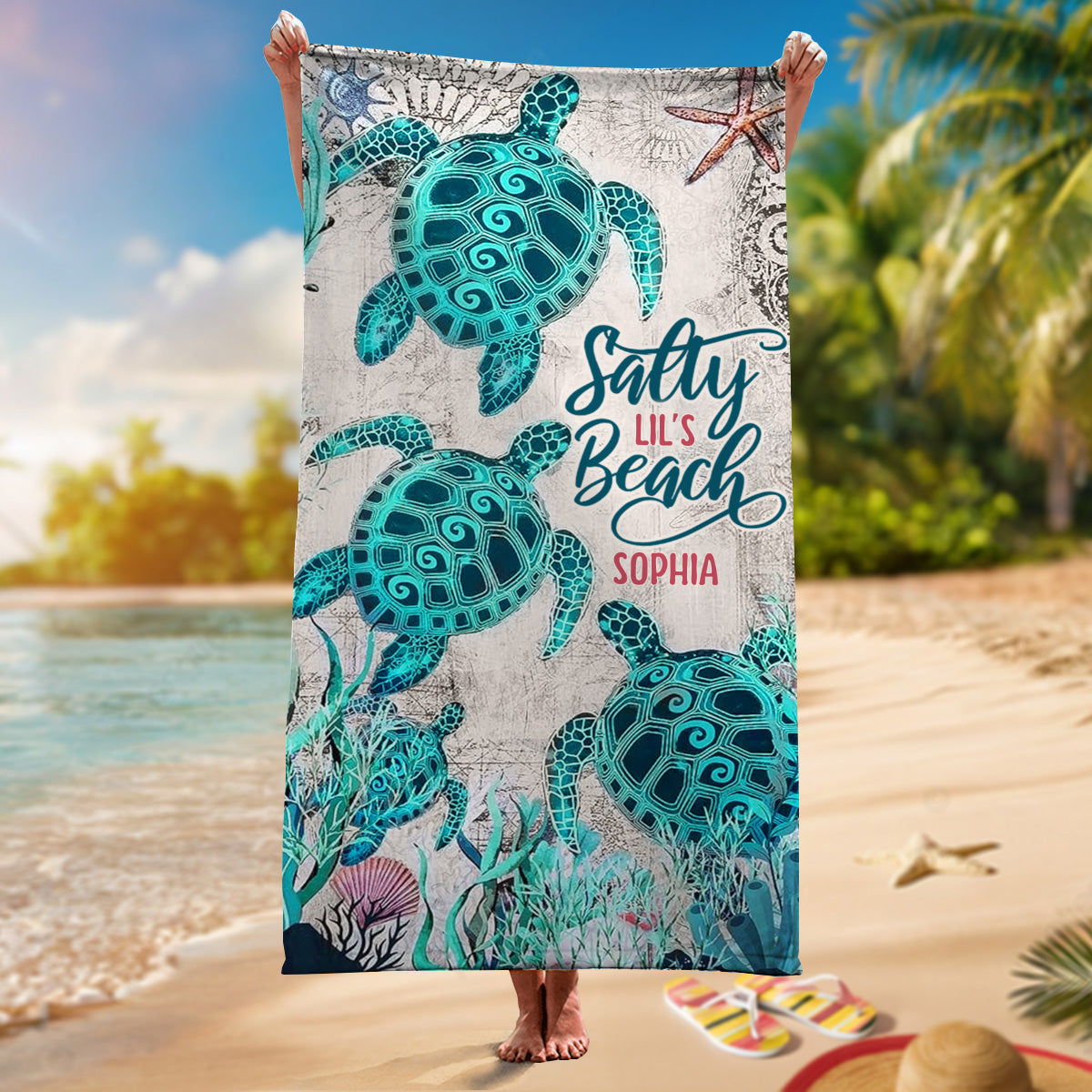 Salty Lil' Beach - Personalized Turtle Quick-dry Beach Towel/ Bath Towel