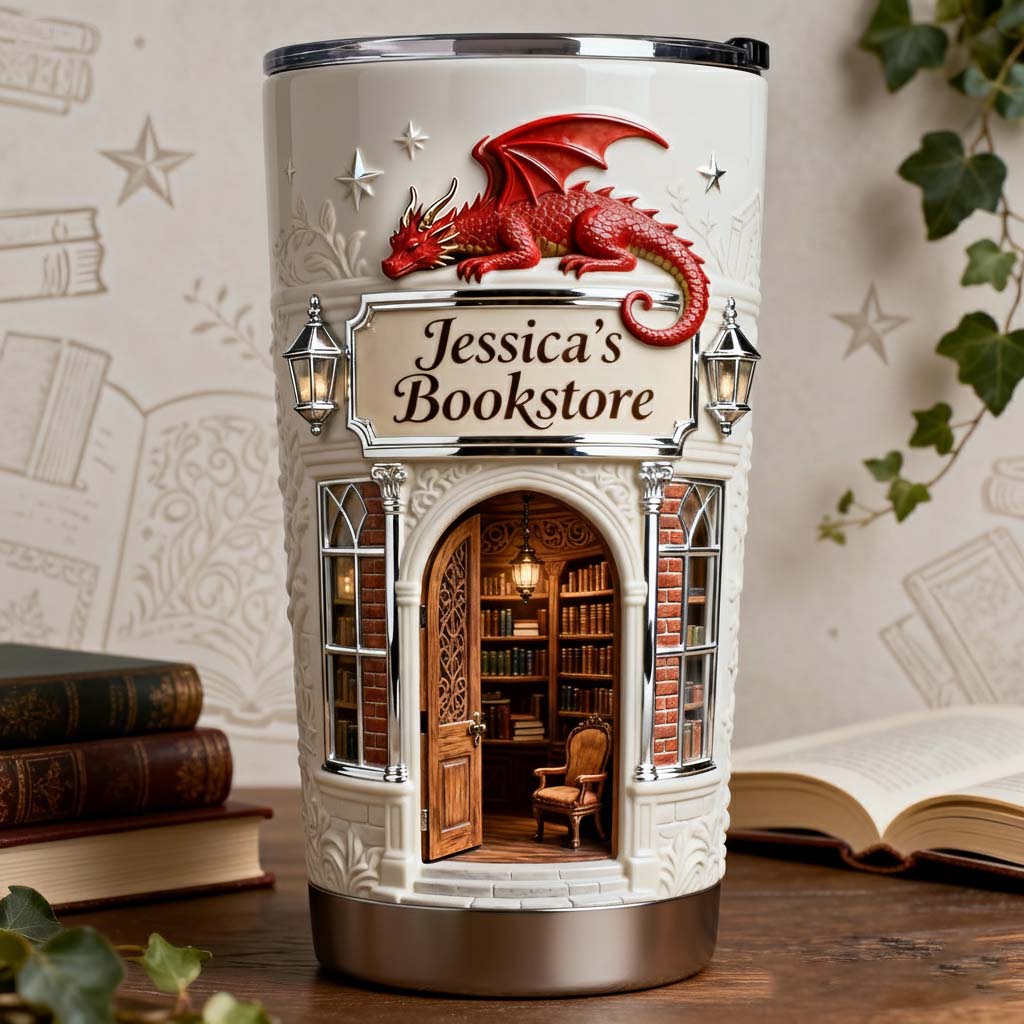 Dragon Bookstore - Personalized Book Tumbler