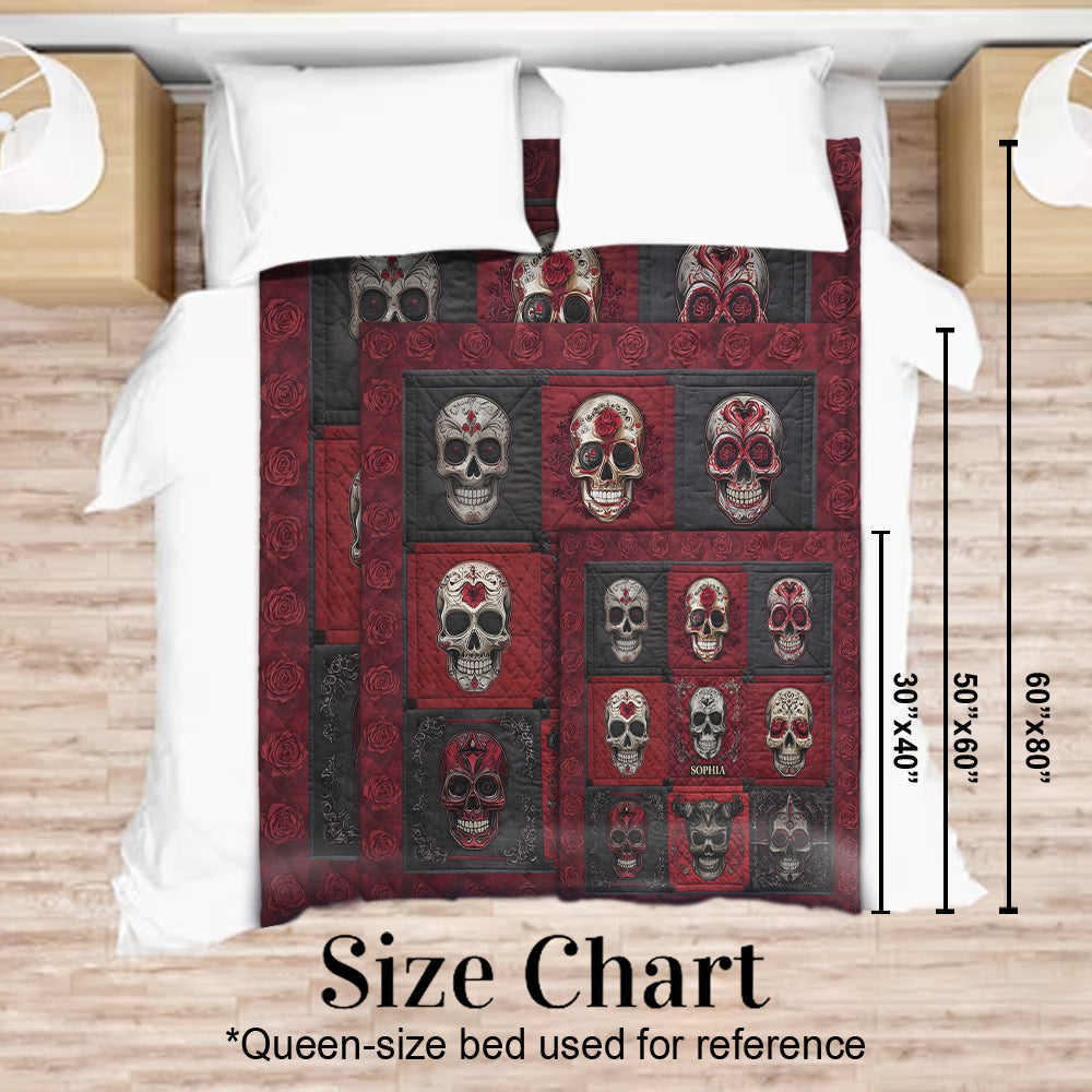 Skull And Rose - Personalized Skull Blanket