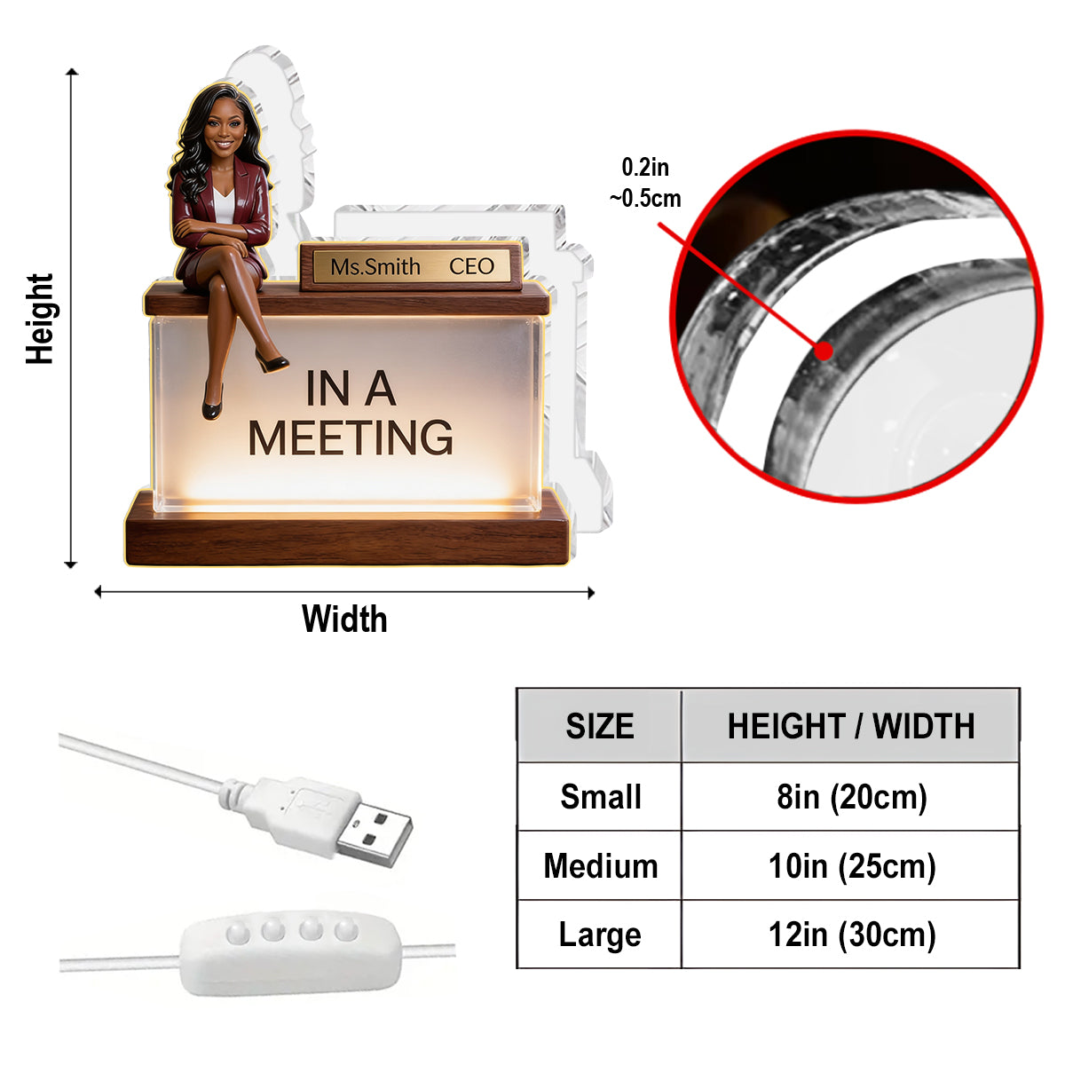 Desk Sign - Personalized Colleague Acrylic LED Night Light