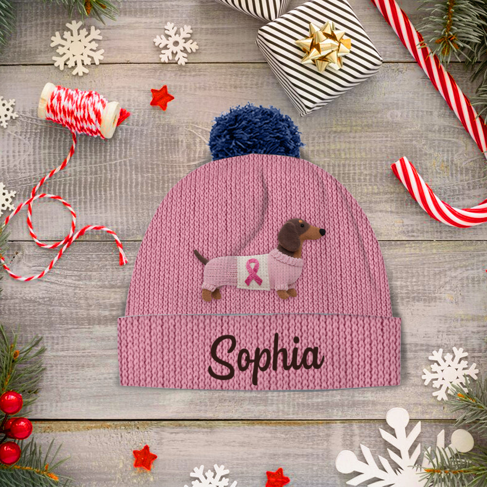 Faith Hope Love - Personalized Breast Cancer Awareness Beanie Hat