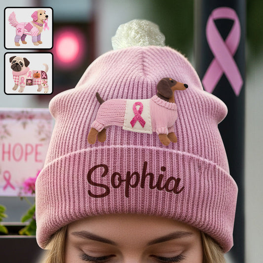 Faith Hope Love - Personalized Breast Cancer Awareness Beanie Hat