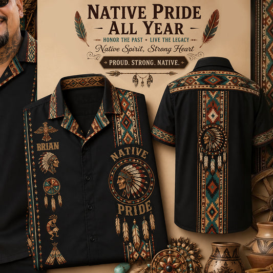 Proud Native - Personalized American Indian Hawaiian Shirt