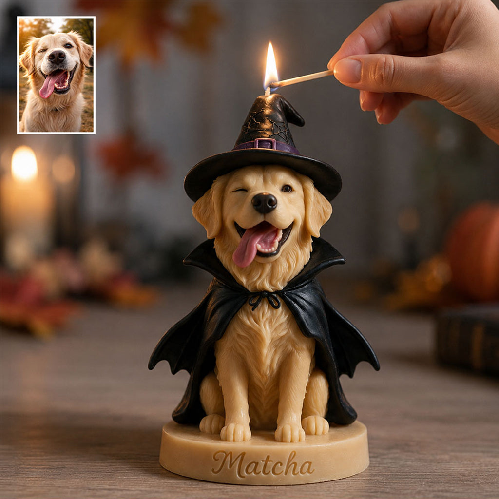Magic Flame - Personalized Dog Custom Shape Wooden Candle Holder