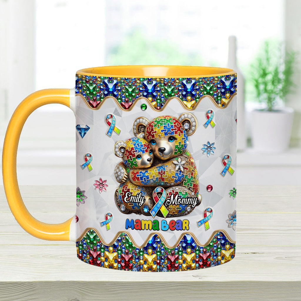Mama Bear - Personalized Autism Awareness Accent Mug