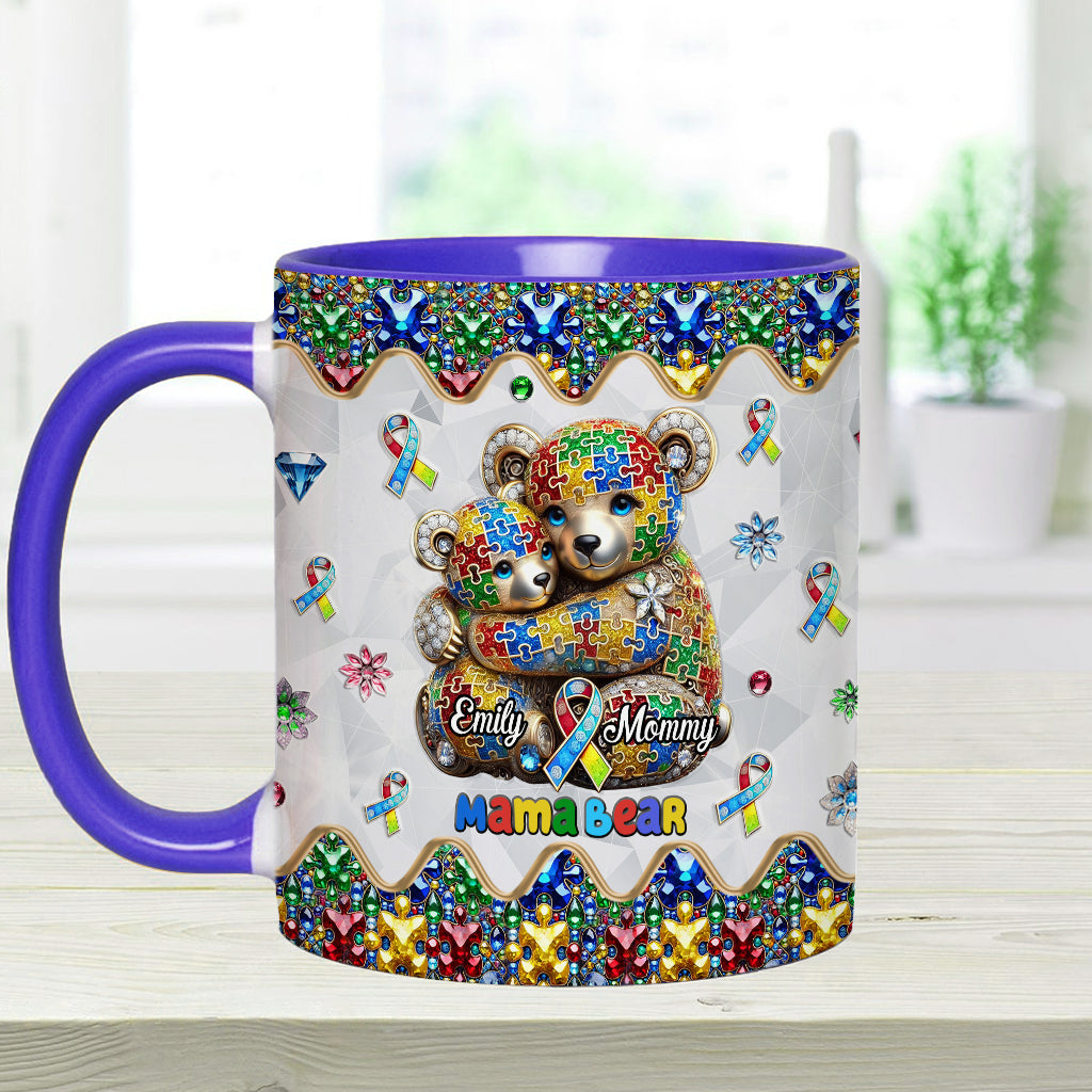 Mama Bear - Personalized Autism Awareness Accent Mug