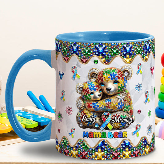 Mama Bear - Personalized Autism Awareness Accent Mug