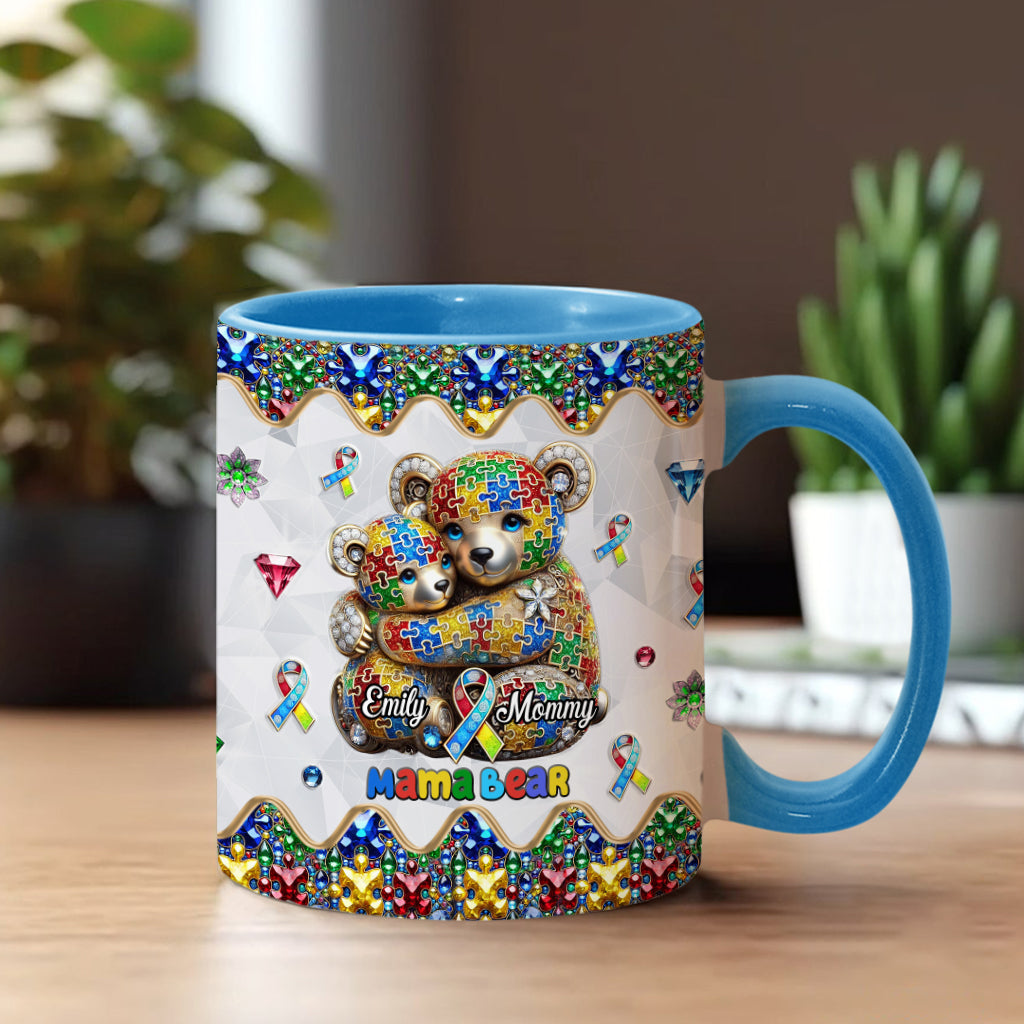 Mama Bear - Personalized Autism Awareness Accent Mug
