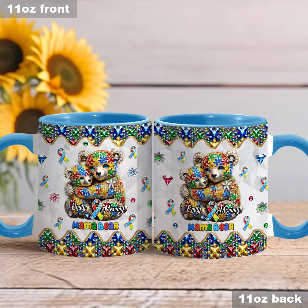 Mama Bear - Personalized Autism Awareness Accent Mug