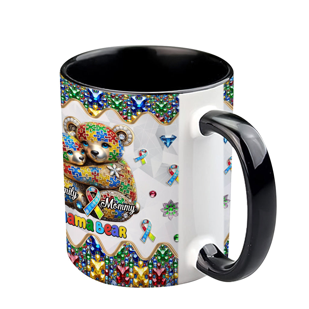 Mama Bear - Personalized Autism Awareness Accent Mug