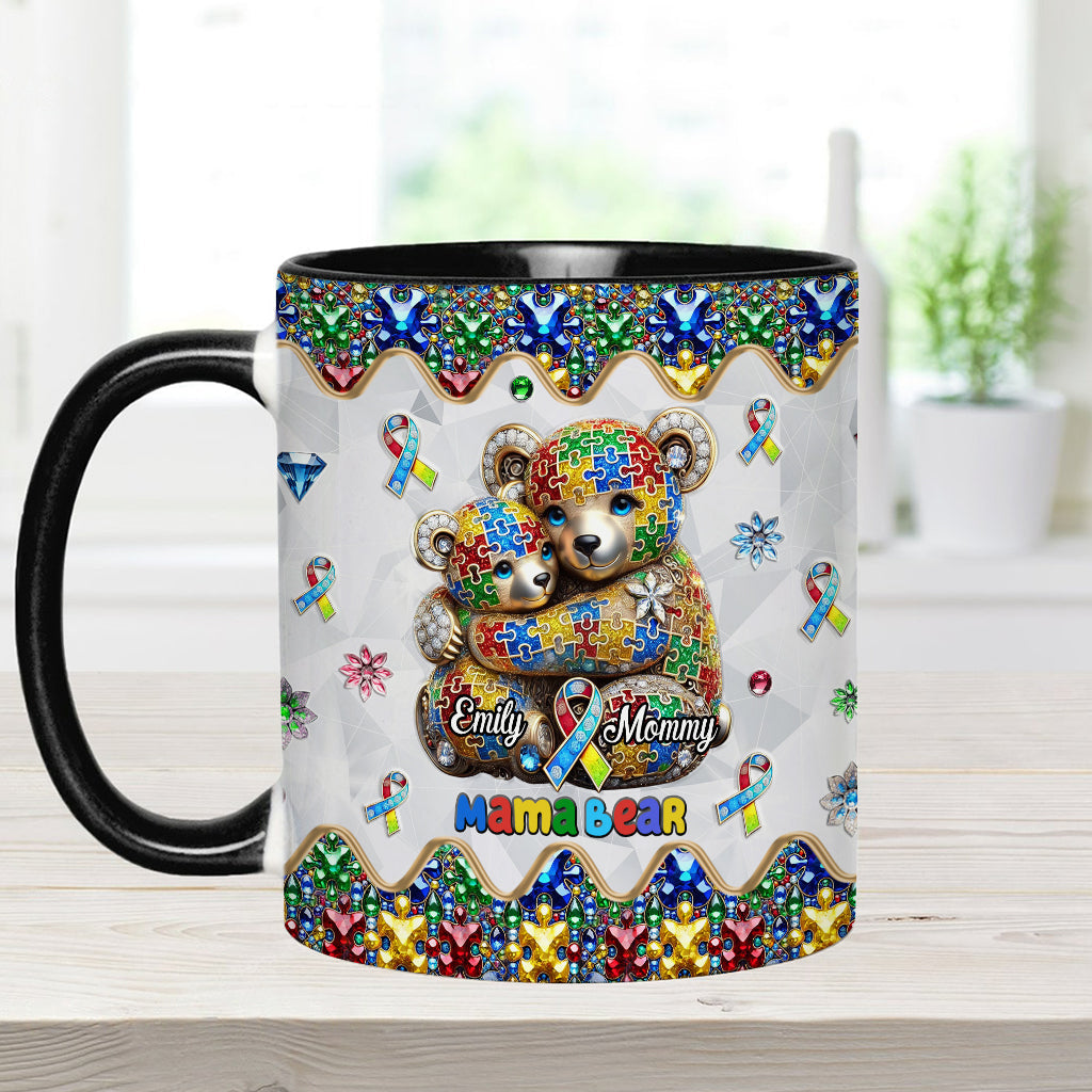 Mama Bear - Personalized Autism Awareness Accent Mug