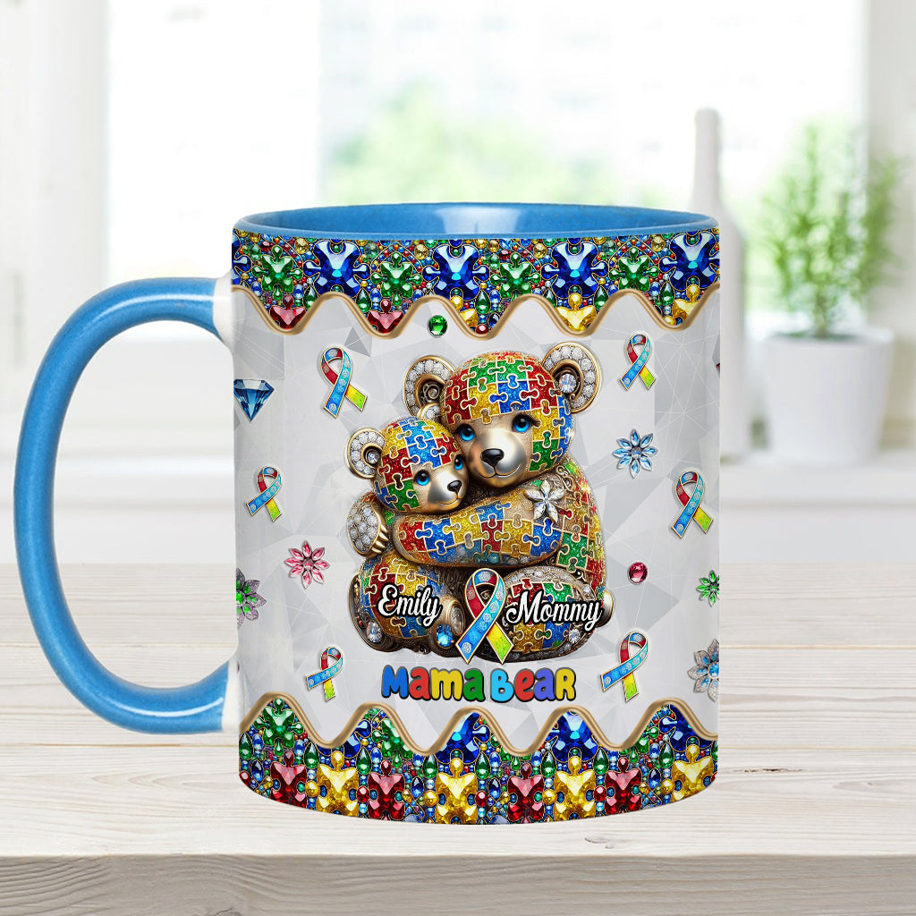 Mama Bear - Personalized Autism Awareness Accent Mug