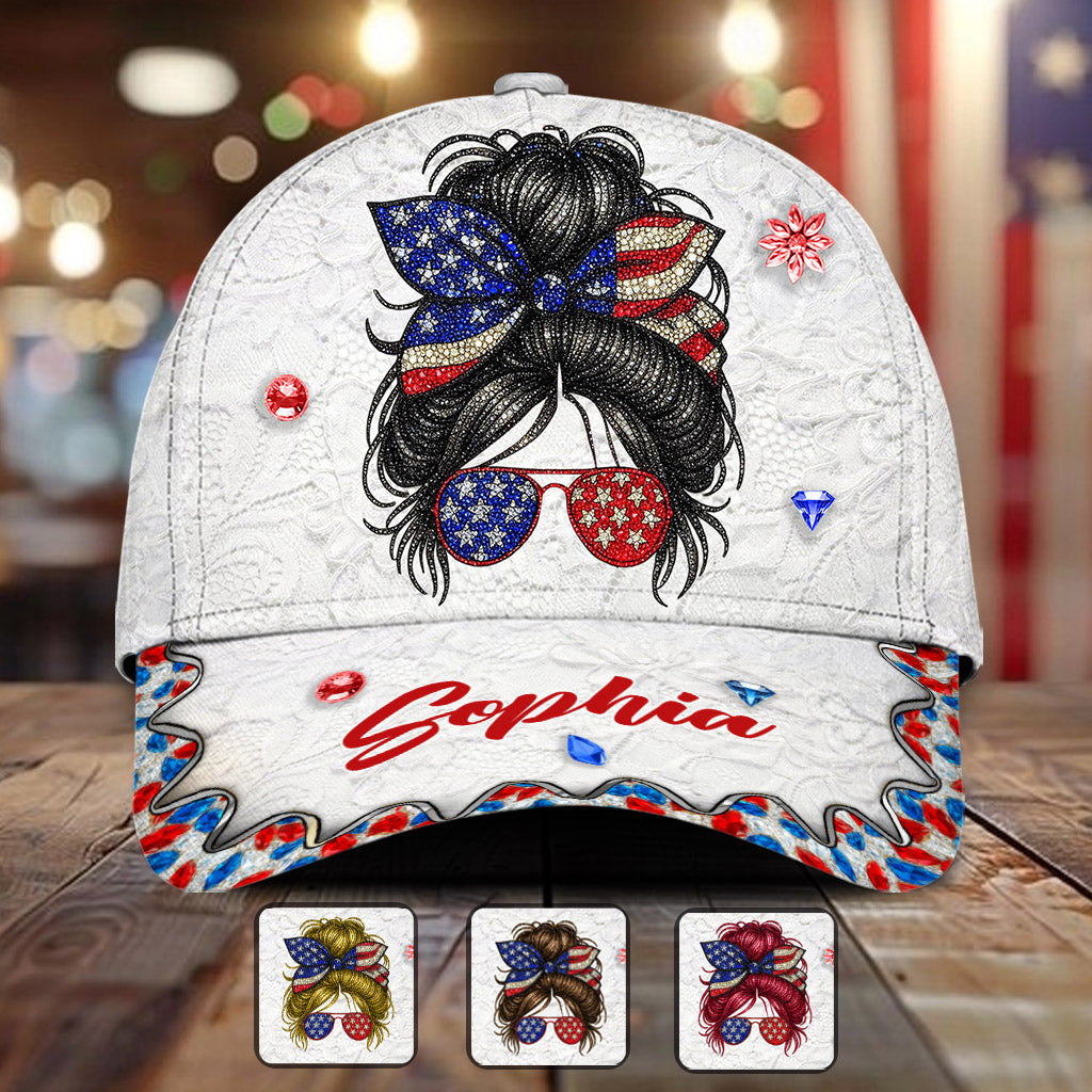 Messy Bun Girl - Personalized Independence Day/ 4th of July Classic Cap