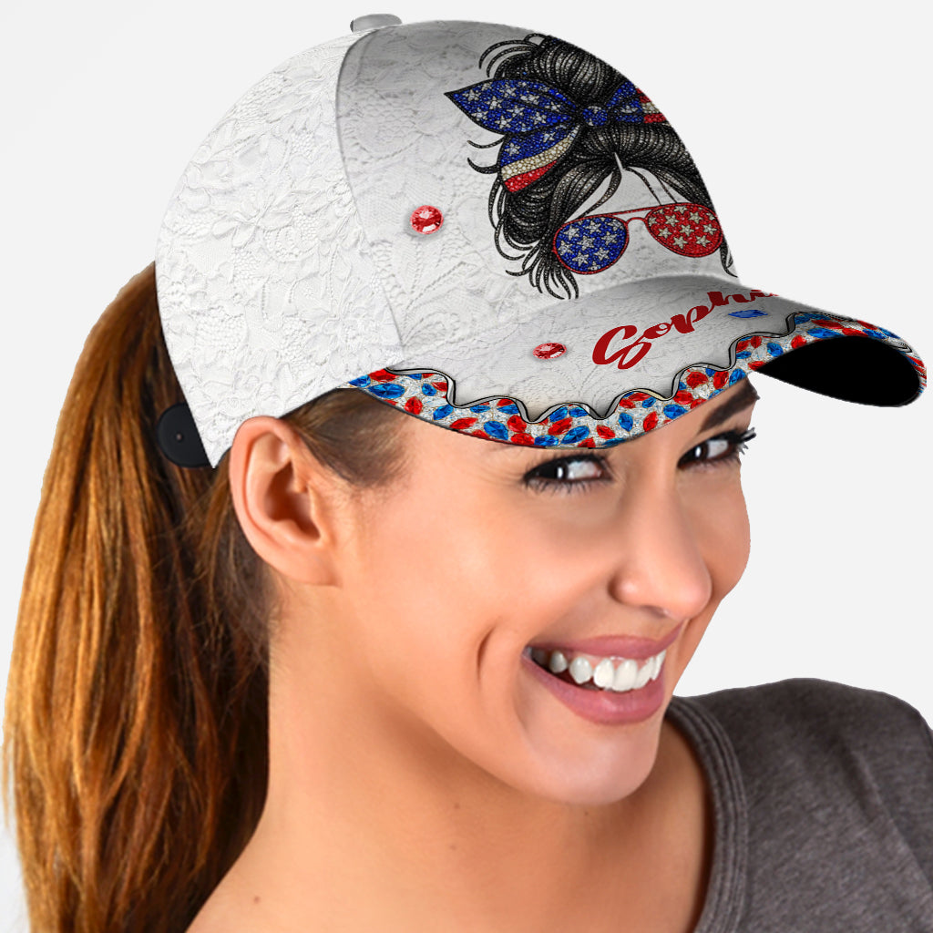 Messy Bun Girl - Personalized Independence Day/ 4th of July Classic Cap