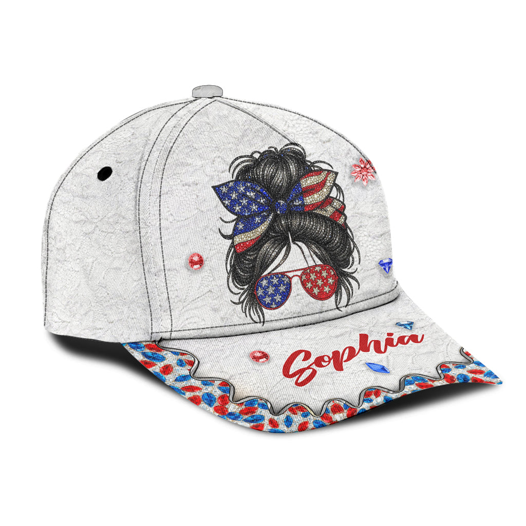 Messy Bun Girl - Personalized Independence Day/ 4th of July Classic Cap