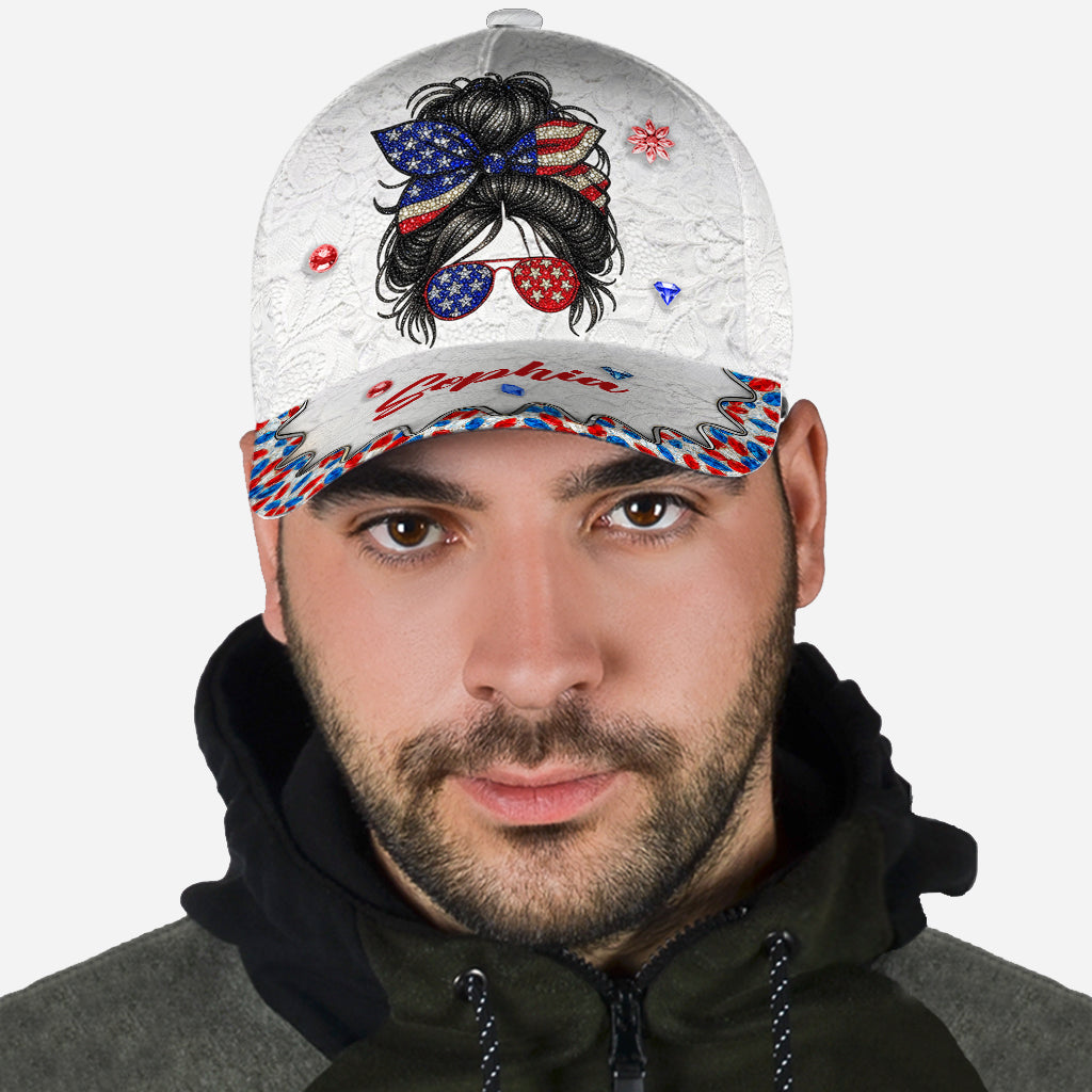 Messy Bun Girl - Personalized Independence Day/ 4th of July Classic Cap