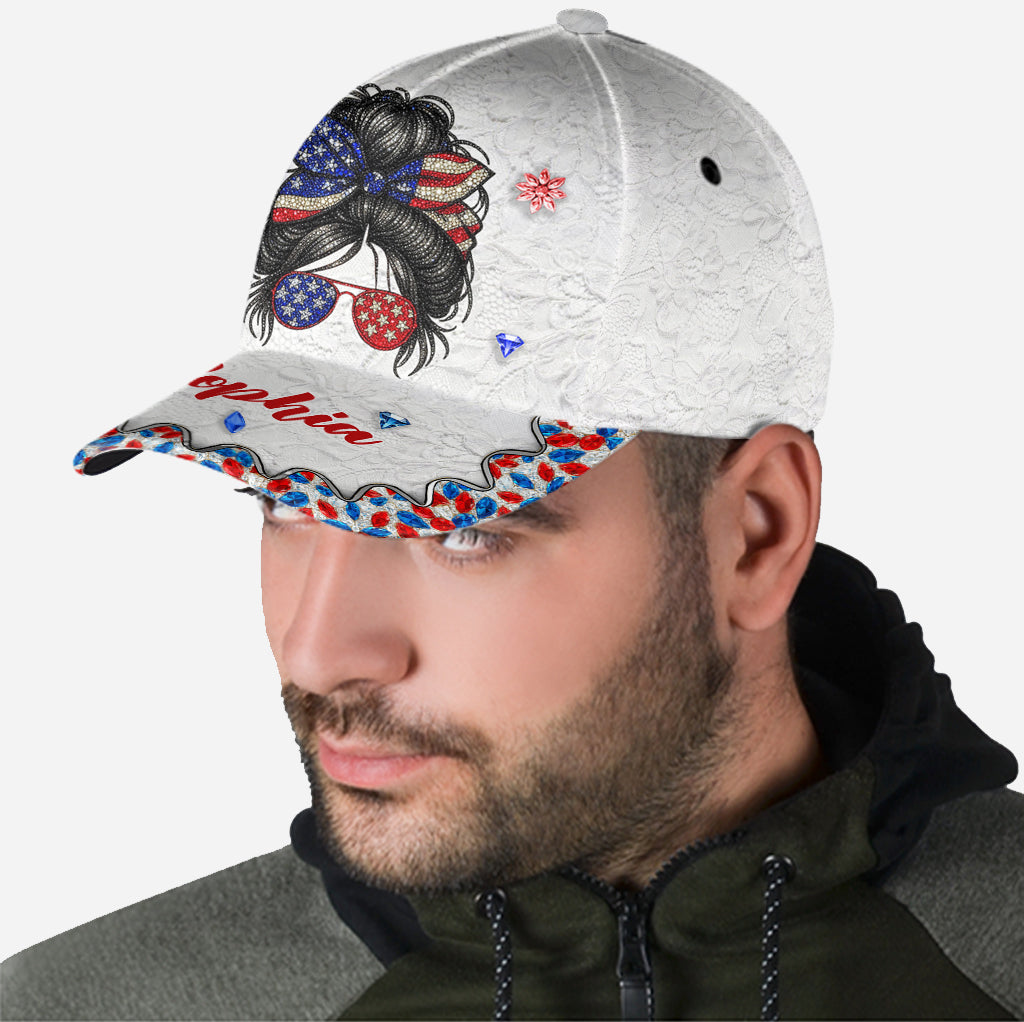 Messy Bun Girl - Personalized Independence Day/ 4th of July Classic Cap