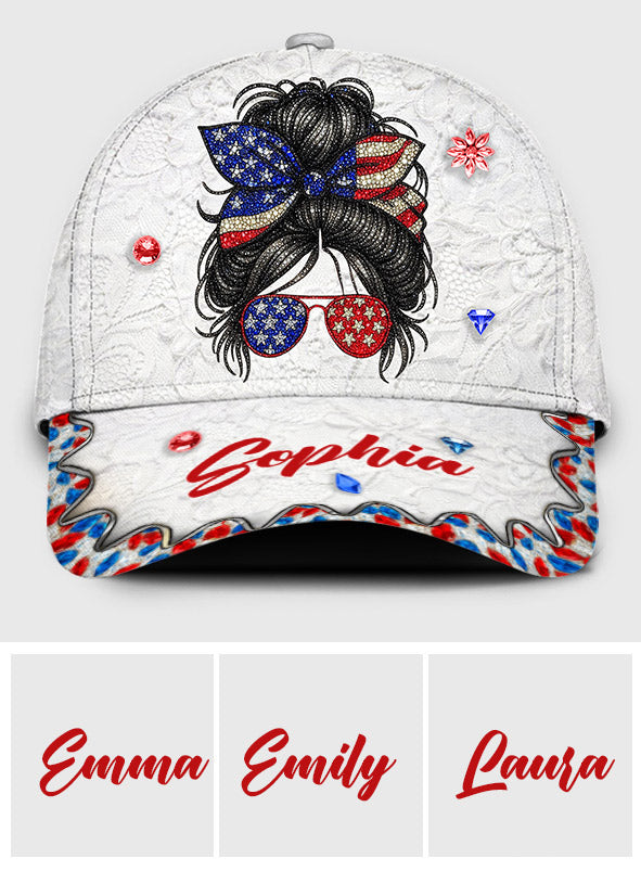 Messy Bun Girl - Personalized Independence Day/ 4th of July Classic Cap
