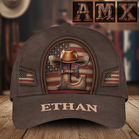 Cowboy Initial Customize - Personalized Western Outfit Classic Cap