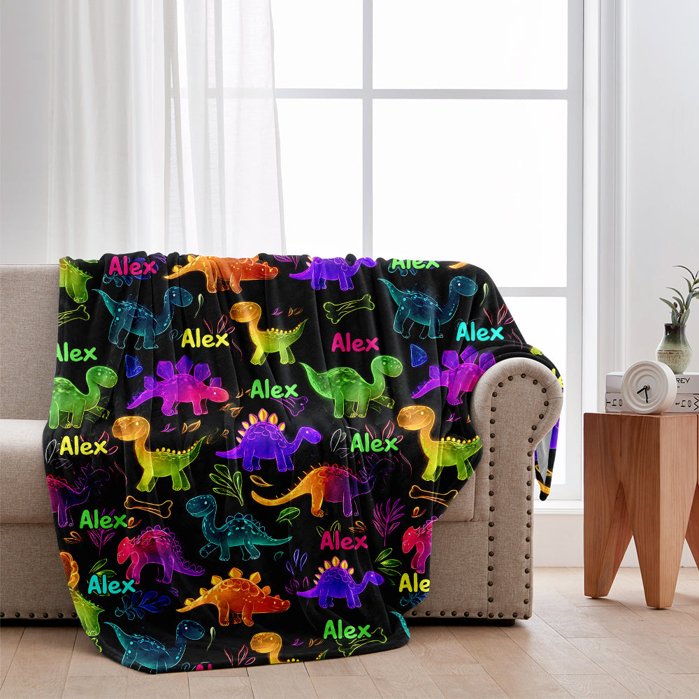 Dinosaur Gift For Kids - Personalized Kid Blanket