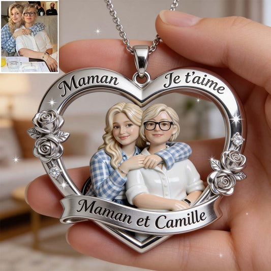 Maman Je t'aime - Collier Personnalisé Avec Pendentif En Métal En Forme De Mère