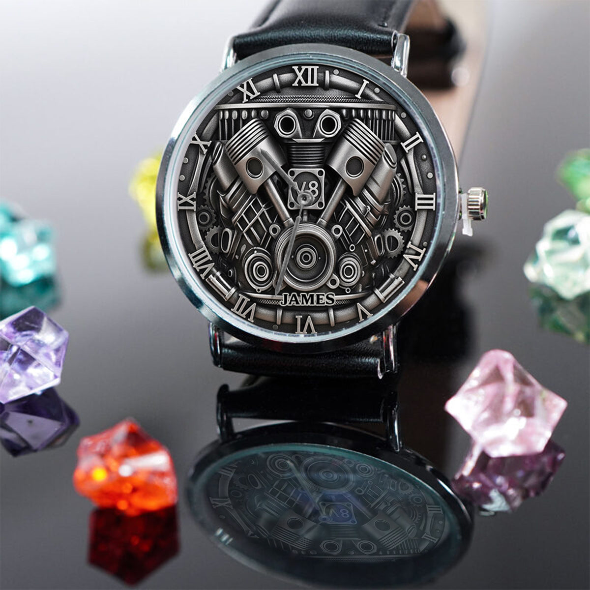 Powerful V8 Engine - Personalized Car Lover Hand Watch