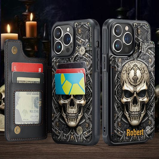 Cool Skull - Personalized Skull Fully Printed Wallet Phone Case
