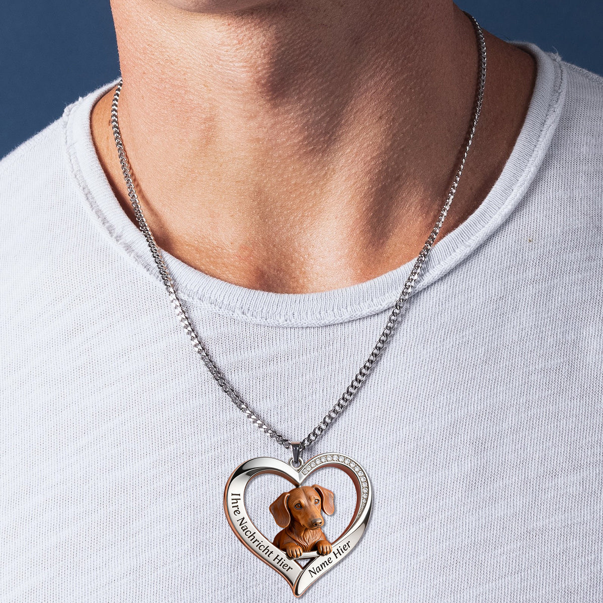 Personalisierte Haustierporträt-Kette - Personalisierte Halskette Mit Hundeförmigem Metallanhänger