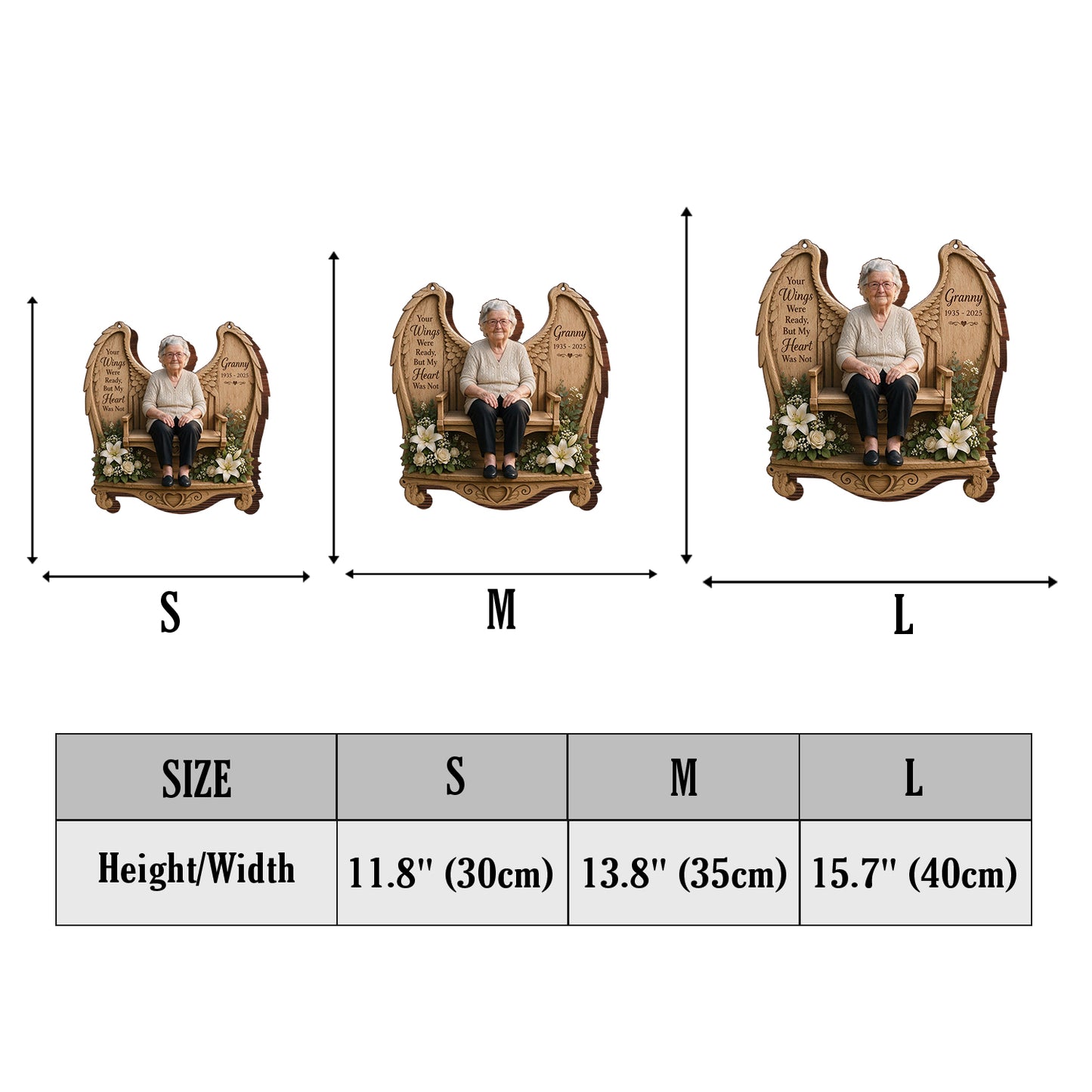 Your Wings Were Ready, But My Heart Was Not - Personalized Memorial Wood Sign With Stake