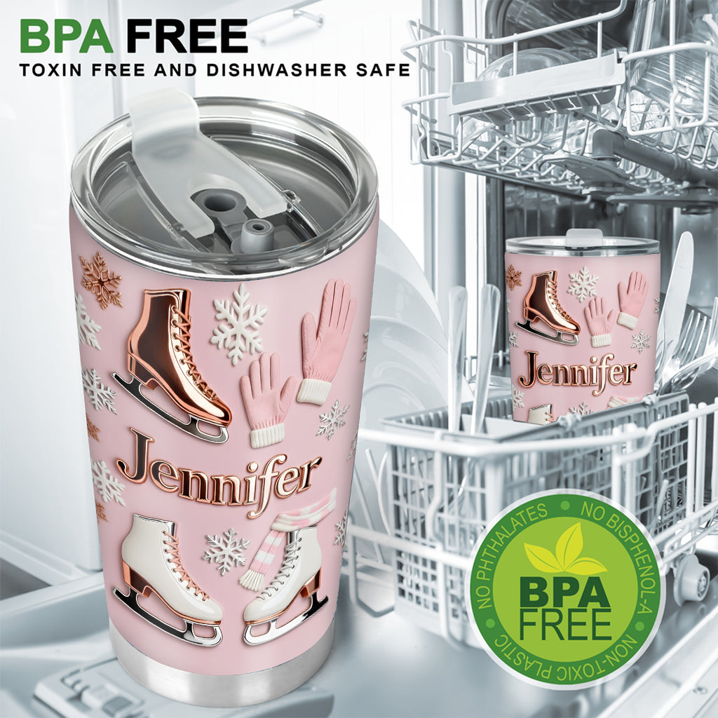 Ice Skating Makes Me Happy - Personalized Ice Skating Tumbler