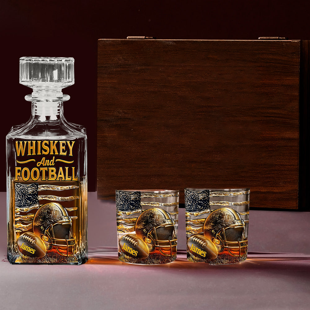 Whiskey And Football - Personalized Football Whiskey Decanter Set
