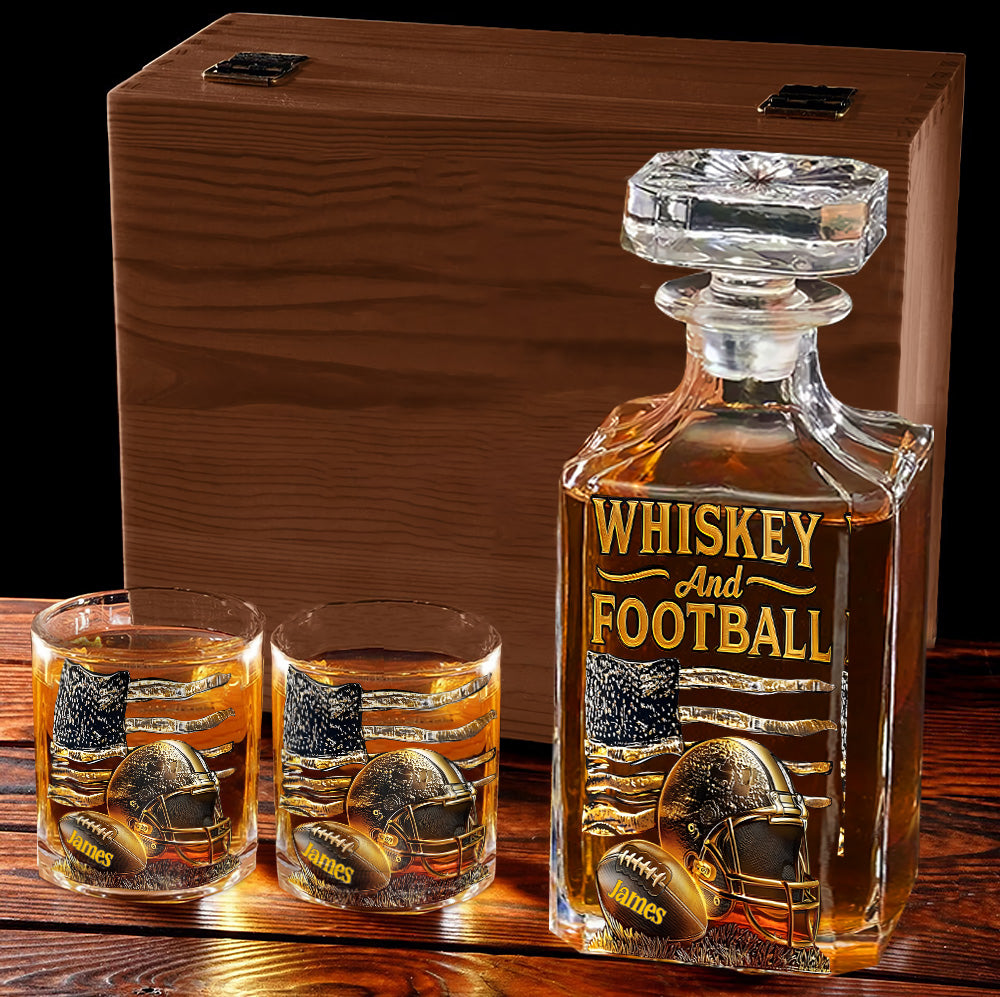 Whiskey And Football - Personalized Football Whiskey Decanter Set