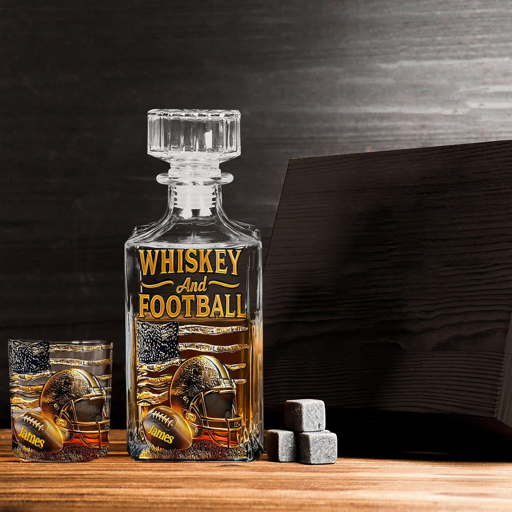 Whiskey And Football - Personalized Football Whiskey Decanter Set