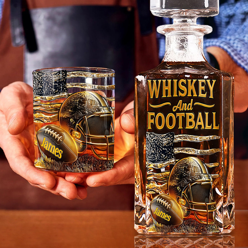Whiskey And Football - Personalized Football Whiskey Decanter Set