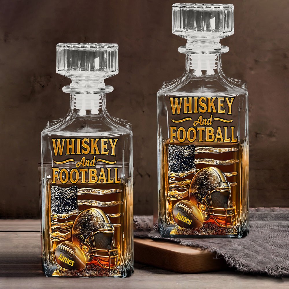 Whiskey And Football - Personalized Football Whiskey Decanter Set