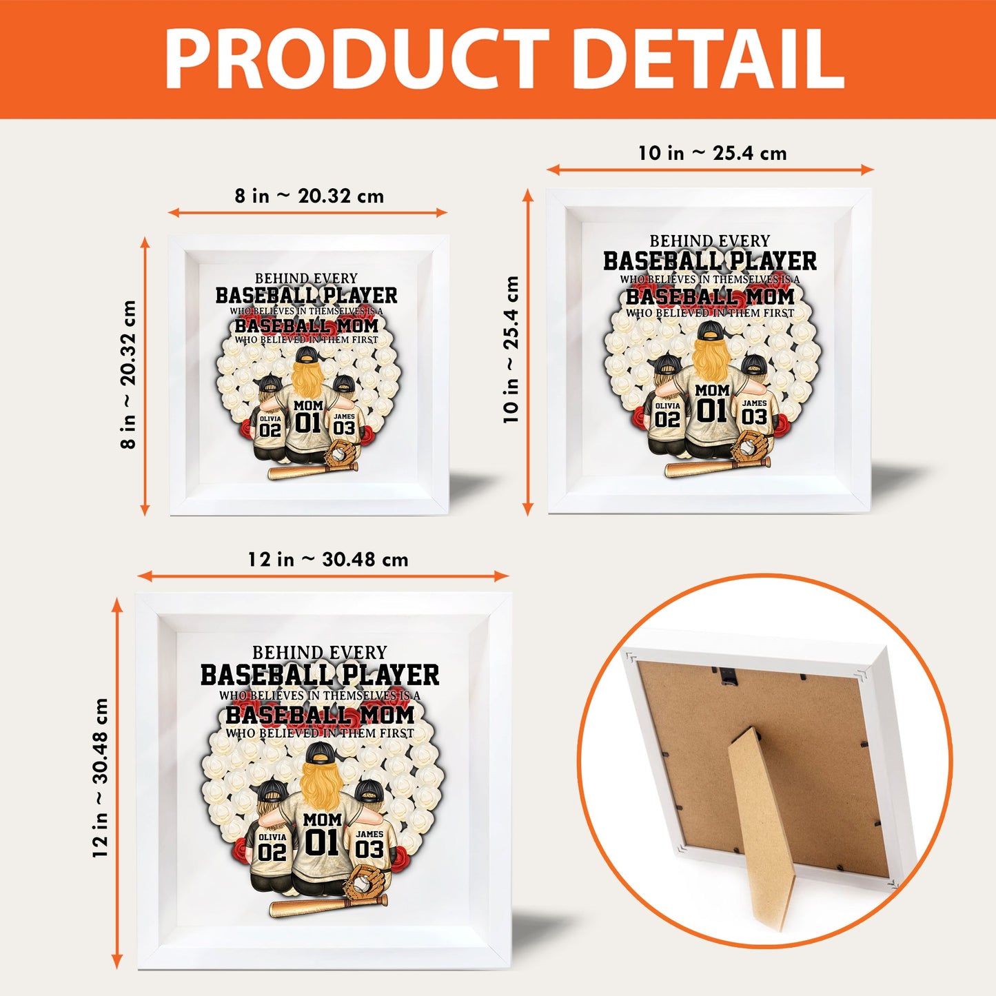 Baseball Mom - Personalized Mother Custom Shaped Flower Shadow Box