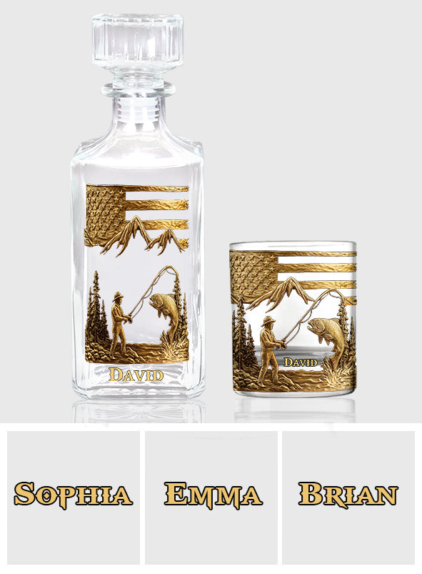 Fishing For Life - Personalized Fishing Whiskey Decanter Set
