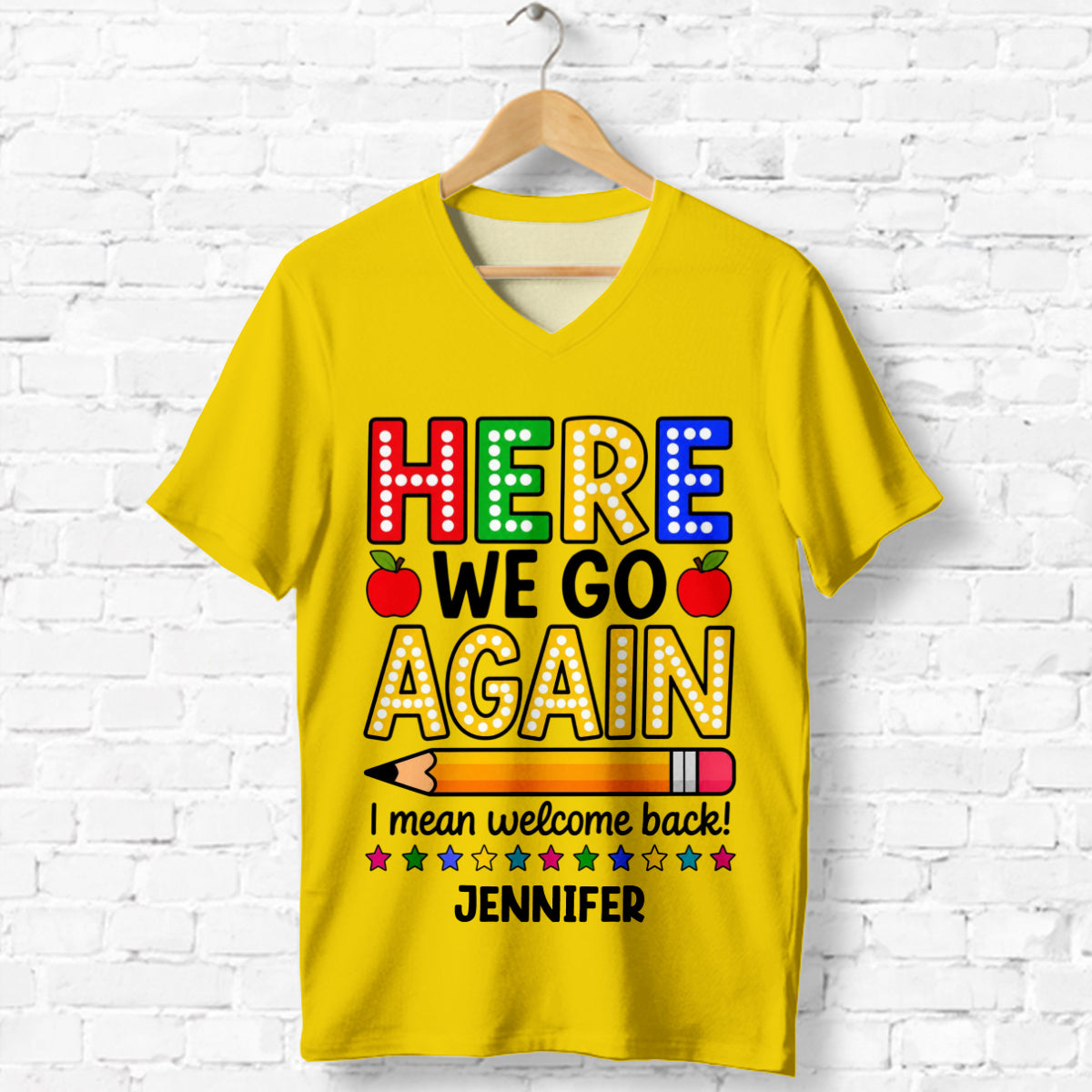 Back To School Gift - Personalized Teacher Fully Printed V-Neck T-Shirt