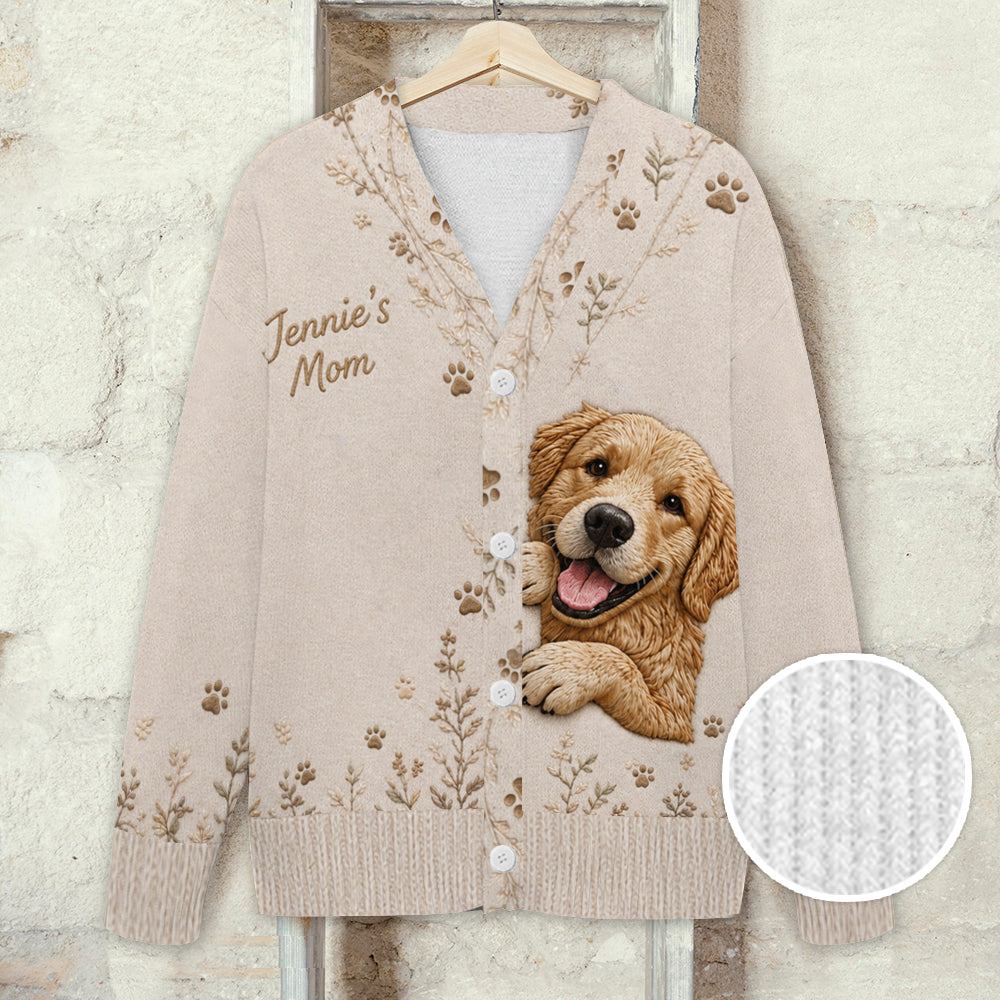 Floral Peeking Pet - Personalized Dog Cardigan Sweater